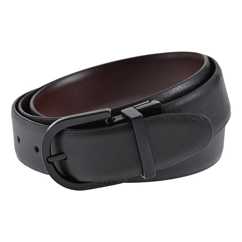 Cinturón Hickok Reversible Piel Genuina Nero Café 34mm