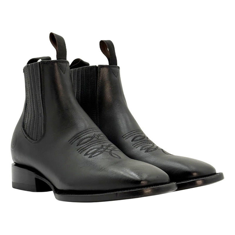 Botín Vaquero Hombre Piel Genuina Calzado Del Bajío Negro