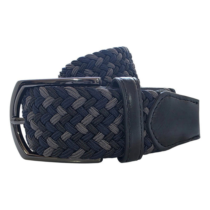 Cinturón Ferrioni Textil Elástico Trenzado Azul Gris Hombre