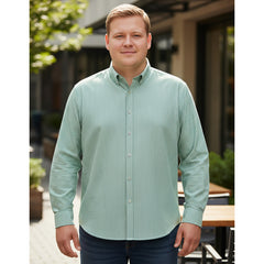 Camisa Big Kong Blanca Rayas Verdes Hombre Grande Formal