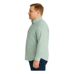 Camisa Big Kong Blanca Rayas Verdes Hombre Grande Formal