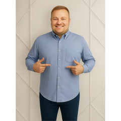 Camisa Big Kong Manga Larga Tallas Grandes Azul Cielo