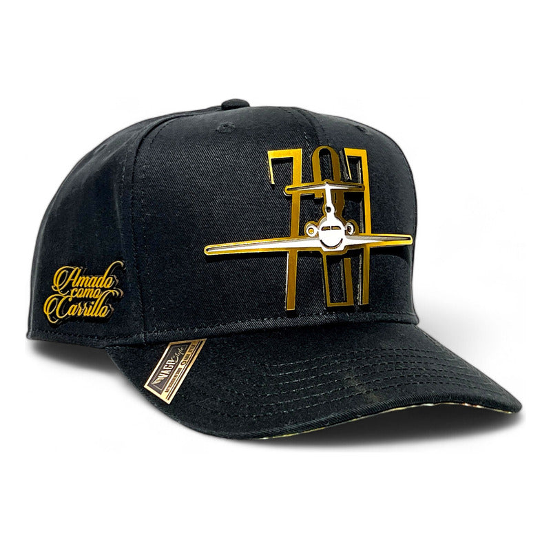 VAGO Style AMADO CARRILLO Gorra Unica Artesanal Negra Ajustable con Visera Curva con Estampado Bulle