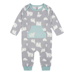 Mameluco Gerber Pack 2 Algodón Con Pies Gris Azul Bebé