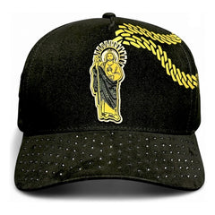 Gorra Vago Style San Judas Diamond Negra Cadena Dorada Negro Un