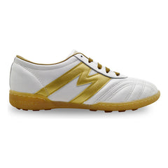 Tenis fútbol rápido Manriquez tachones turf blanco oro-25.5