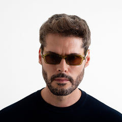 Lentes De Sol Baroc Malibu Ámbar Uv400 Rectangulares Color Verde Océano Marrón Claro Amarillo