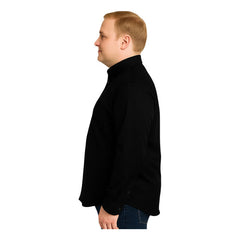 Camisa Big Kong Negra Lisa Hombre Grande Formal Manga Larga