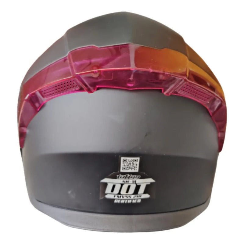 Casco Negro Con Rosa Tatoo Pro Negro Monocolor Mate M