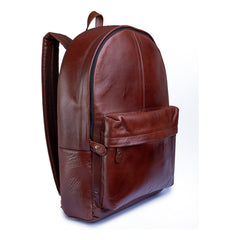 Mochila Piel Genuina Castelli Laptop 18 Pulgadas Hombre Naranja Oscuro Liso