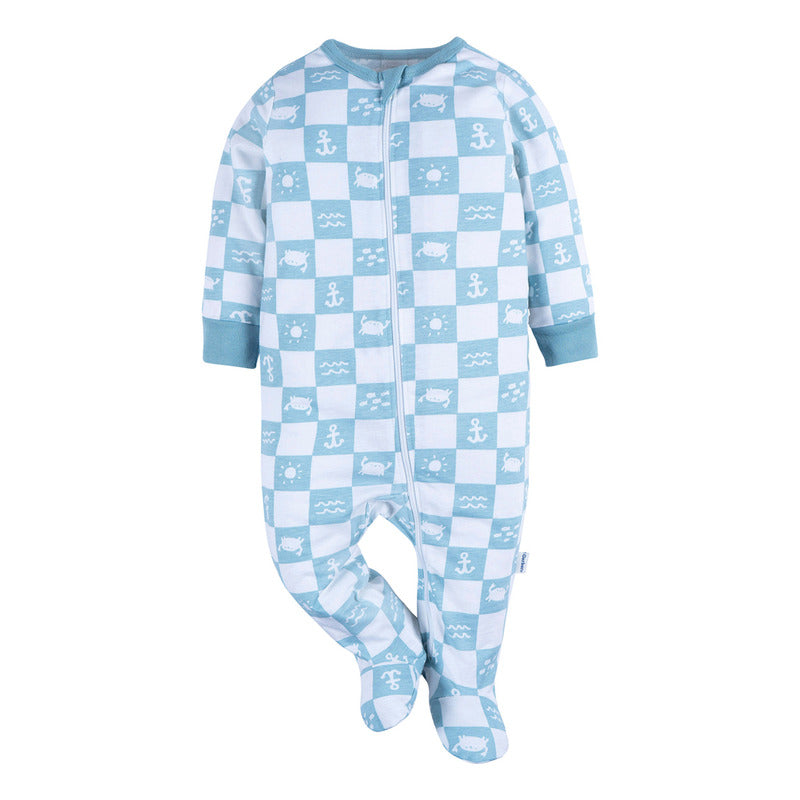Mameluco Gerber Azul Playa Bebé Body Algodón Ropa Dormir