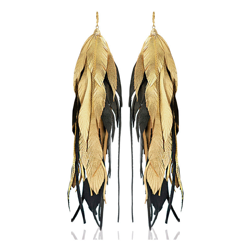 Aretes Largos Mujer Plumas Maxi Raven Joyeria Mujer Vangania