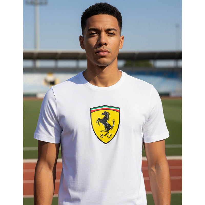 Playera Ferrari Puma Cavallino Rampante Algodón Hombre F2 Blanco G