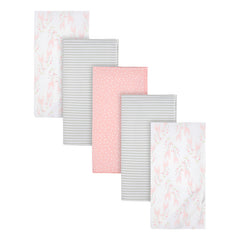Mantas Gerber Algodón Gris Rosa Blanco Set 5 Piezas Bebé