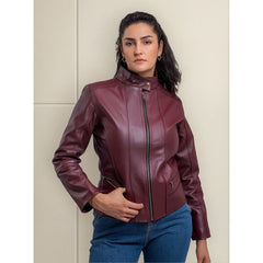 Chamarra de piel mujer castelli cuello mao elegante dama-L
