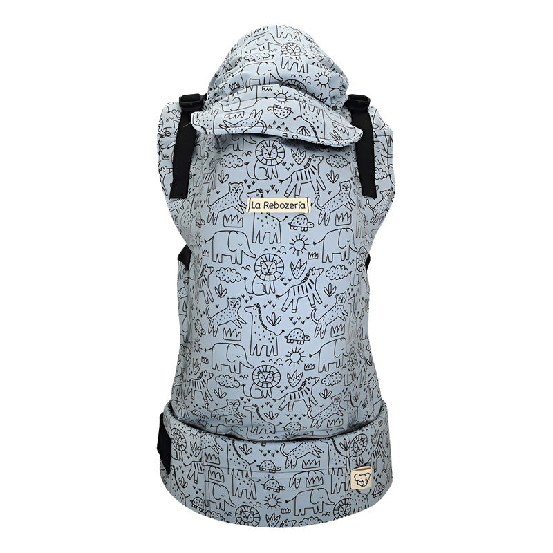 Portabebé Ergonómico La Rebozería Nukú Dryfit Bebé Safari Color Azul
