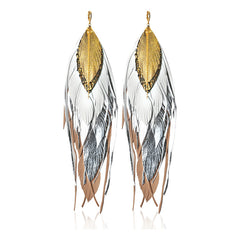 Aretes Largos Mujer Plumas Garza Joyeria Mujer Vangania Arte