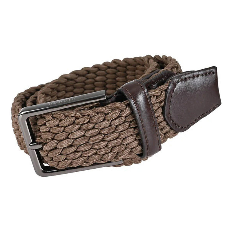 Cinturón Hickok Trenzado Stretch Mocca Hombre 37mm