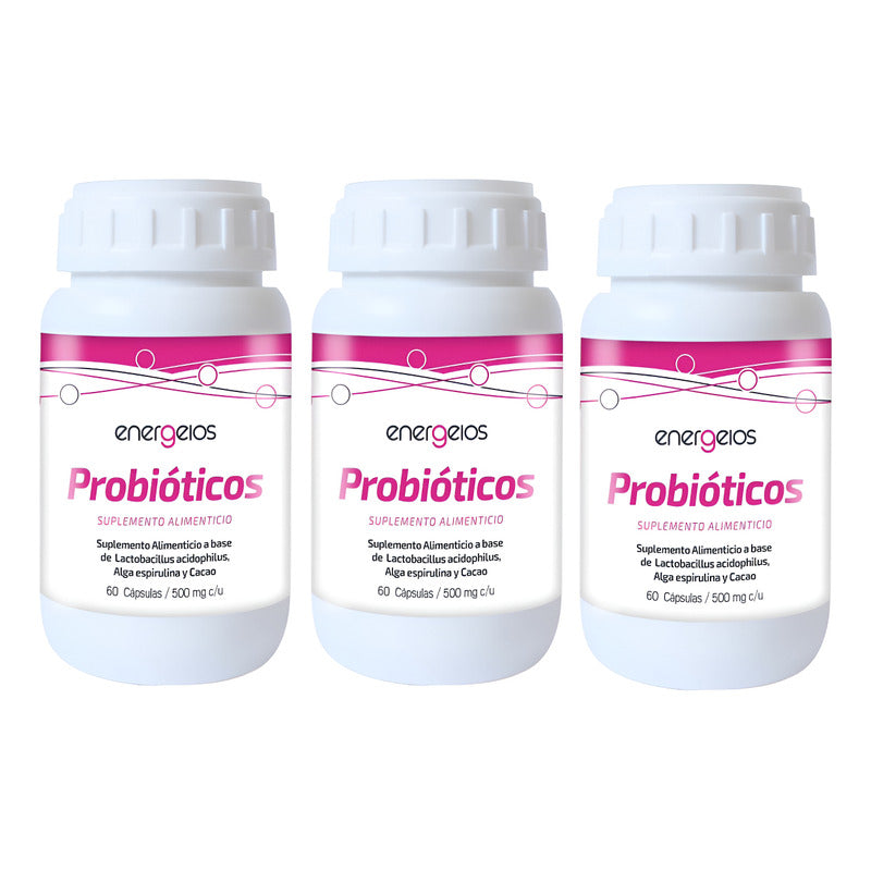 Probióticos Espirulina 180 Cápsulas Energeios Suplemento Sin Sabor