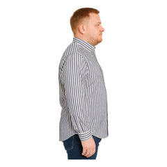 Camisa Big Kong Blanca Rayas Grises Hombre Grande Formal