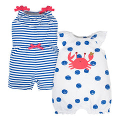 Romper Gerber azul blanco ropa bebé niña algodón verano-2T