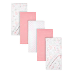 Mantas Gerber Algodón Blanco Rosa Set 5 Piezas Suaves Bebé