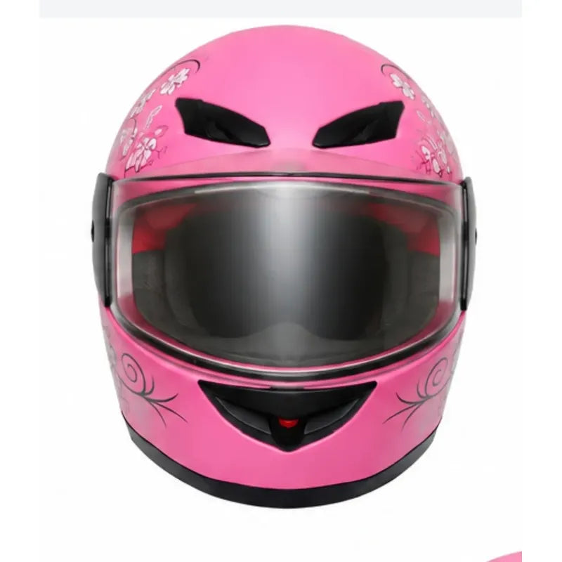 Casco Integral Para Moto Dama Con Diseño De Flores Rosa Monocolor Brillante Xl