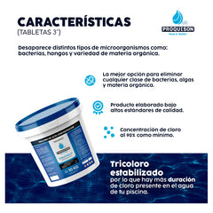 Cloro Para Alberca 10 Kg Tabletas 3 Pulgadas Proquison 90%