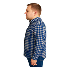 Camisa Big Kong Manga Larga Tallas Grandes Cuadros Azul