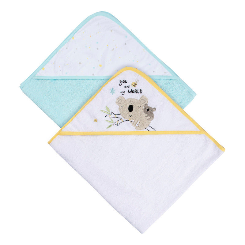 Set 2 Toallas Gerber Bebé Capucha Algodón Azul 66×76 Cm