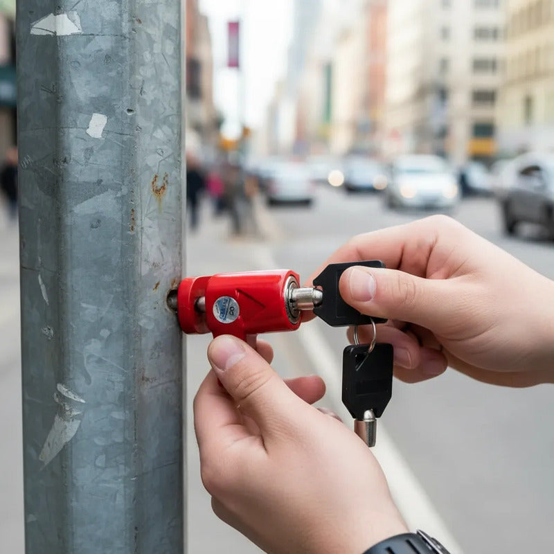 Candado Antirrobo De Seguridad Para Moto Bicicleta Scooter Rojo