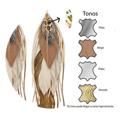 Aretes Largos Mujer Buho Gold Pluma Joyeria Mujer Vangania Blanco