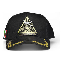 Gorra Vago Style Triángulo Dorado Snapback De Gamuza Negro Único Liso