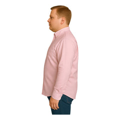 Camisa Big Kong Rosa Lisa Hombre Grande Formal Manga Larga