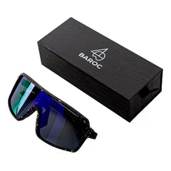 Lentes De Sol Baroc Rocky Dálmata Blue Uv400 Deportivos Xl Espejo Negro Azul