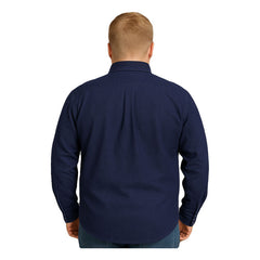 Camisa Big Kong Marino Lisa Hombre Grande Formal Manga Larga