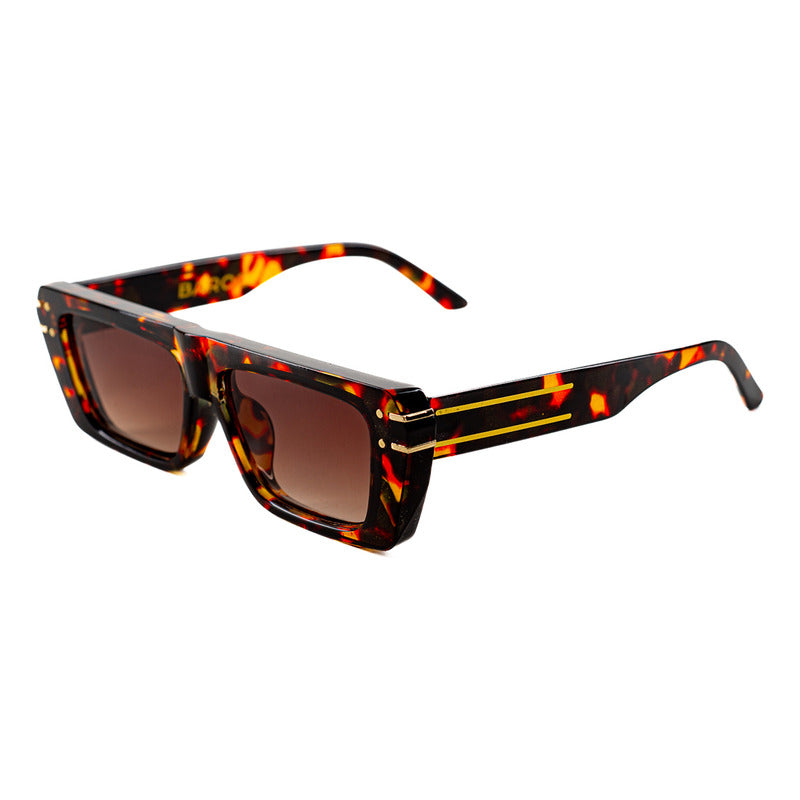 Lentes De Sol Baroc Small Frame Print Uv400 Unisex Color Negro Lente Marrón Claro Armazón Negro Diseño Océano Marrón Oscuro