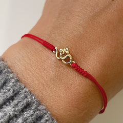 Pulsera Roja Vangania Om Oro Joyería Unisex Color Dorado Diámetro 18 Cm Largo 20 Cm
