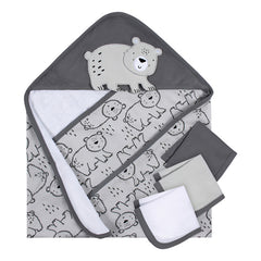 Set 4 Toallas Bebé Gerber Con Capucha Algodón Suave Color Gris