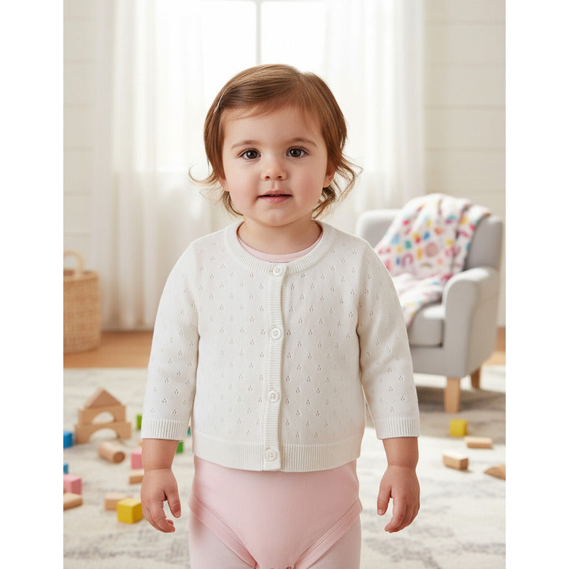 Sueter Gerber Algodón Blanco Con Botones Para Niña