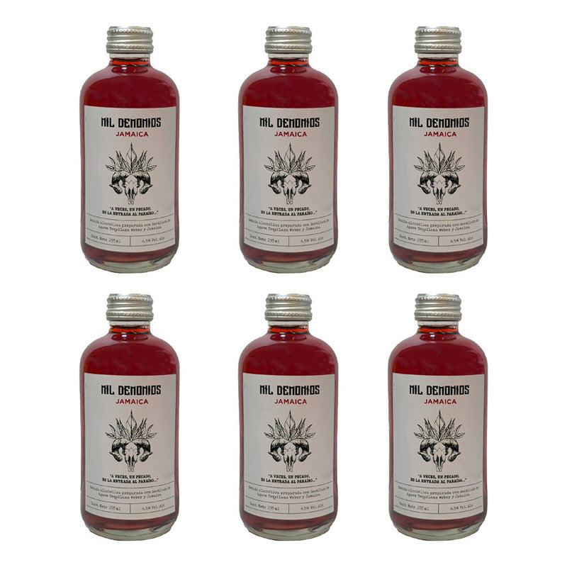 Pack 6 Tequila Mil Demonios Sabor Jamaica 295 Ml Original