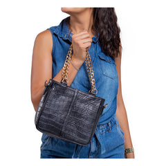 Bolsa Castelli Dama Croco Piel Genuina Correa Desmontable