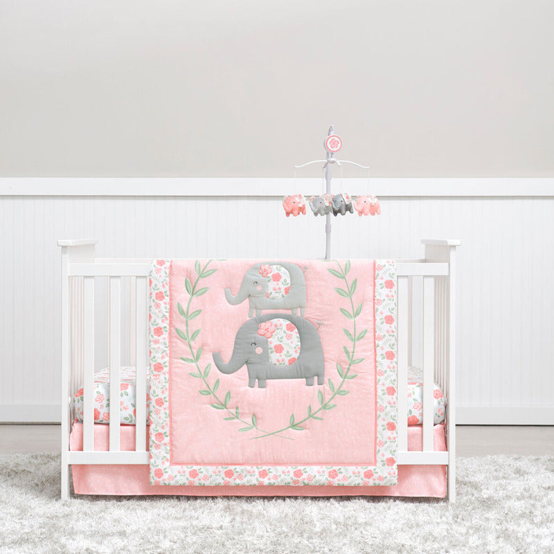 Set De Cuna Gerber Rosa 5 Piezas Juego De Cama Para Bebé