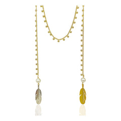 Collar largo ajustable de plumas bicolor Vangania 100cm-100