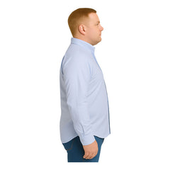 Camisa Hombre Big Kong Usa Blanca Mil Rayas Azul Manga Larga