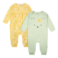 Mameluco Gerber Pack 2 Algodón Pies Verde Amarillo Bebé