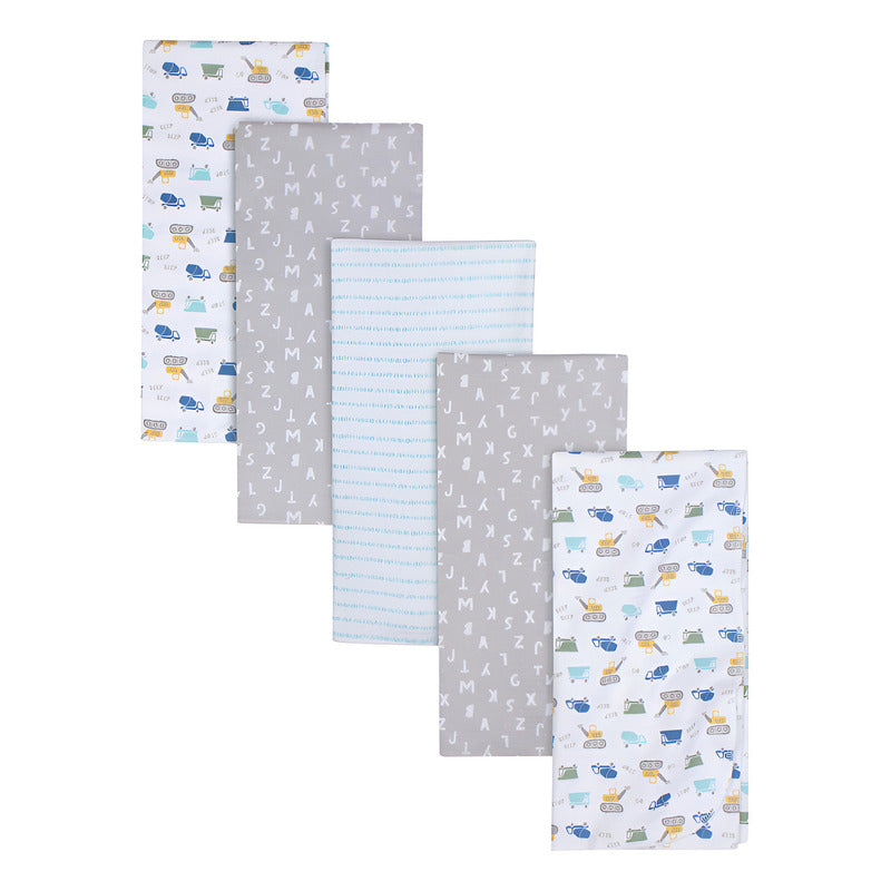 Mantas Gerber Algodón Gris Azul Set 5 Piezas Suaves Bebé