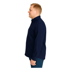 Camisa Big Kong Marino Lisa Hombre Grande Formal Manga Larga