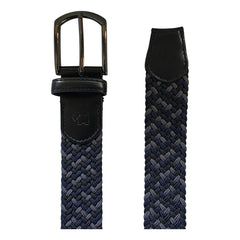 Cinturón Ferrioni Textil Elástico Trenzado Azul Gris Hombre