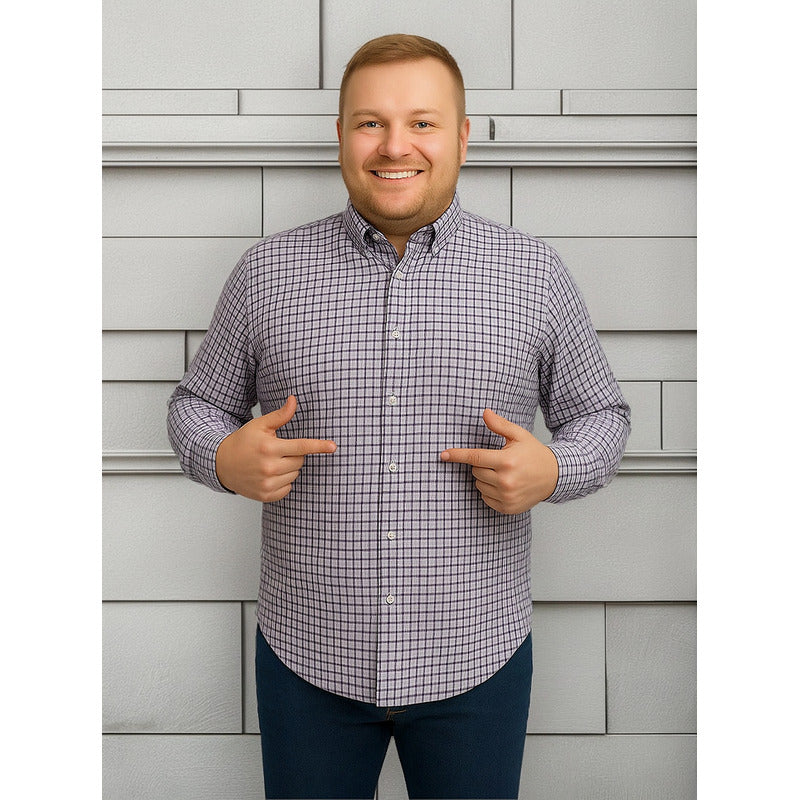 Camisa tallas grandes hombre cuadros morados Big Kong XL-XL